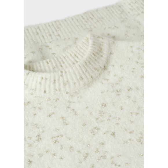 MNG Textured Metallic Speckled Cream Round Neck Oversized Knit Sweater Small - Picture 4 of 13